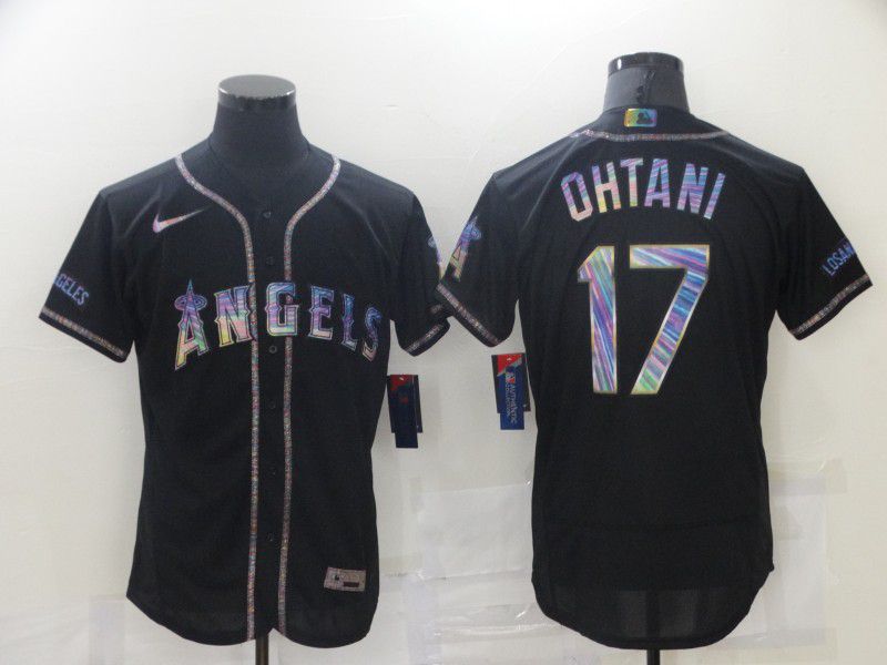 Men Los Angeles Angels #17 Ohtani Black Colorful Edition Elite 2021 Nike MLB Jersey